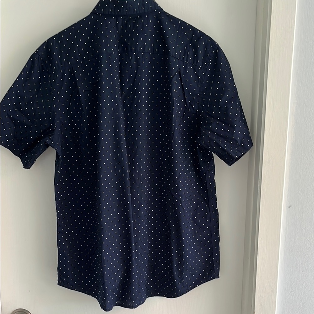 Men's Navy Polka Dot Shirt - Picture 4 of 4